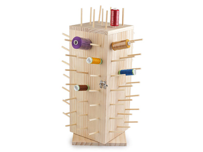 Présentoir en bois pour fils, rotatif, avec espace de rangement, hauteur 44 cm
