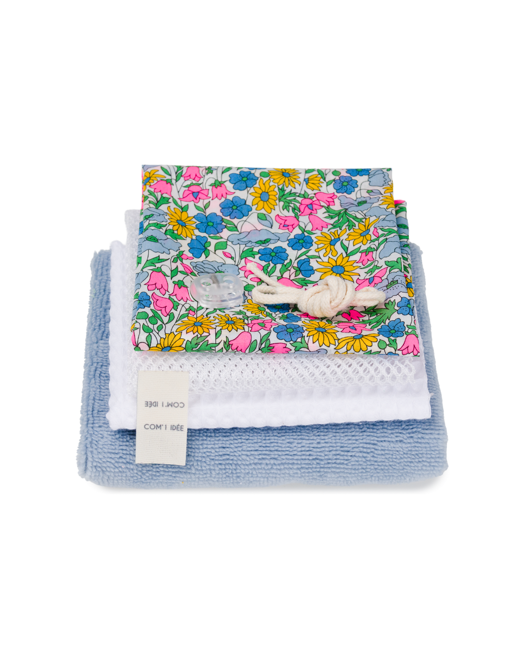Com'1 Idée - Kit Lingettes cœur, grand carré & filet | Amélie