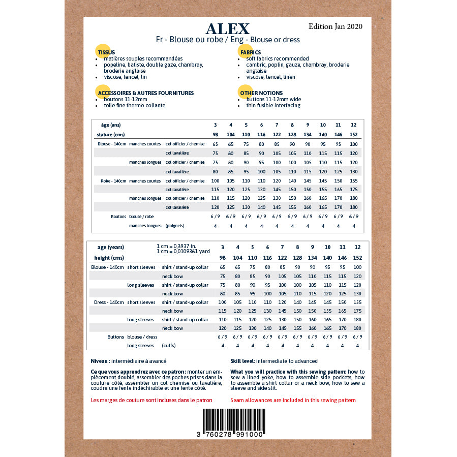 ALEX Blouse / Robe 3-12A