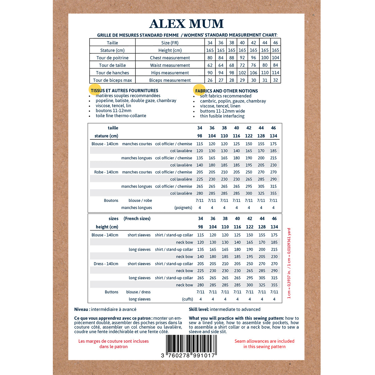 ALEX MUM Blouse / Robe 34 au 46