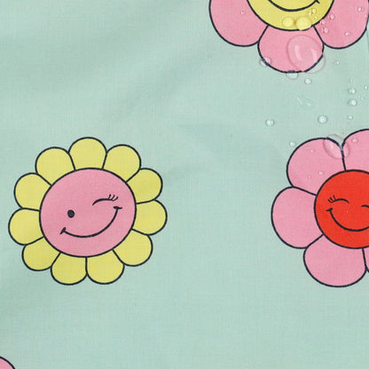 Coton enduit oekotex fleurs joyeuses - Menthe POPPY