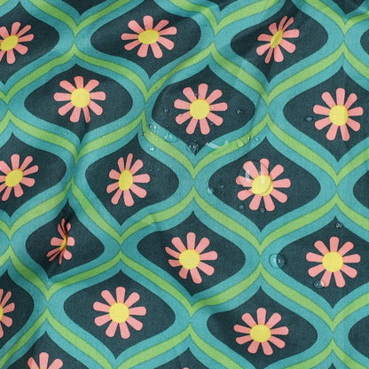 Coton enduit oekotex fleurs - Vert POPPY