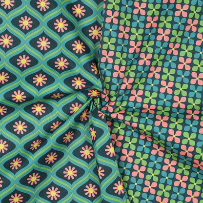 Coton enduit oekotex fleurs - Vert POPPY