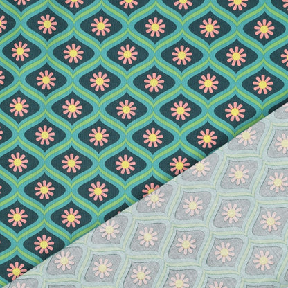 Coton enduit oekotex fleurs - Vert POPPY