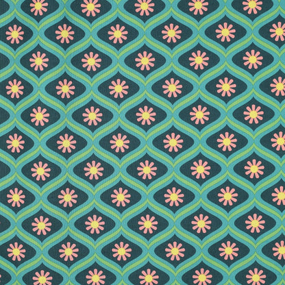 Coton enduit oekotex fleurs - Vert POPPY