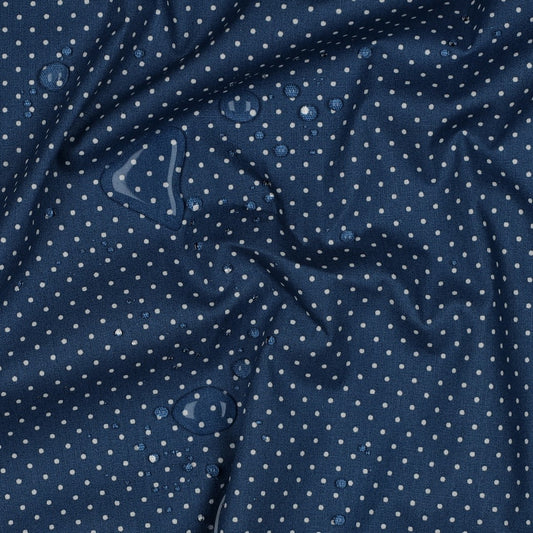 Coton enduit oekotex pois bleu jeans POPPY