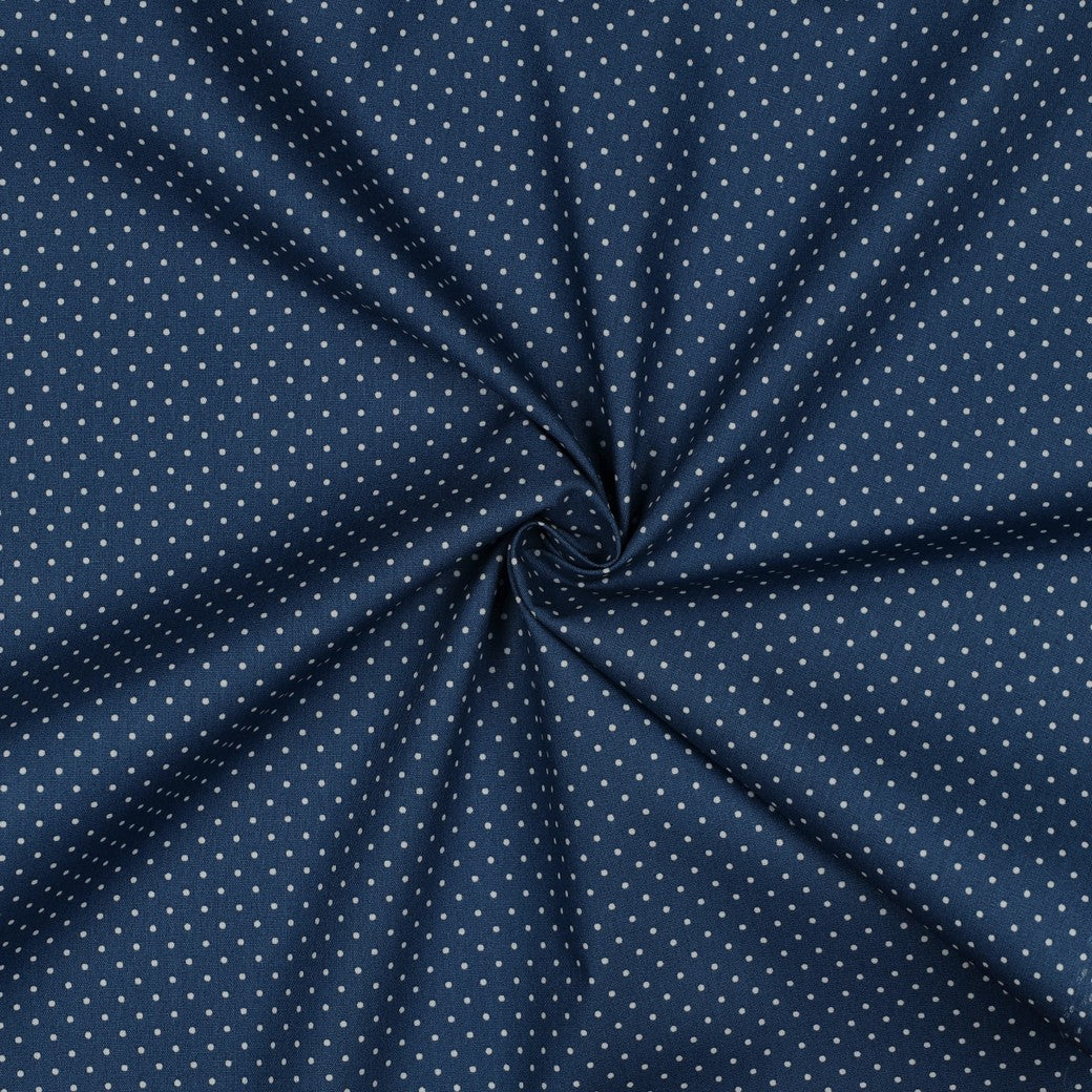 Coton enduit oekotex pois bleu jeans POPPY