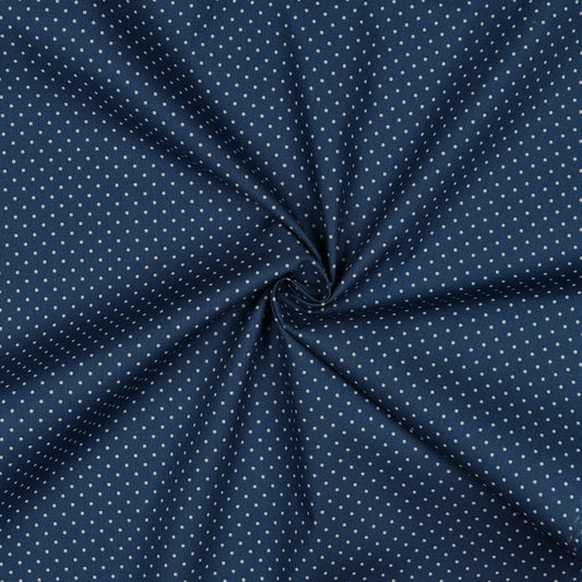 Coton enduit oekotex pois bleu jeans POPPY