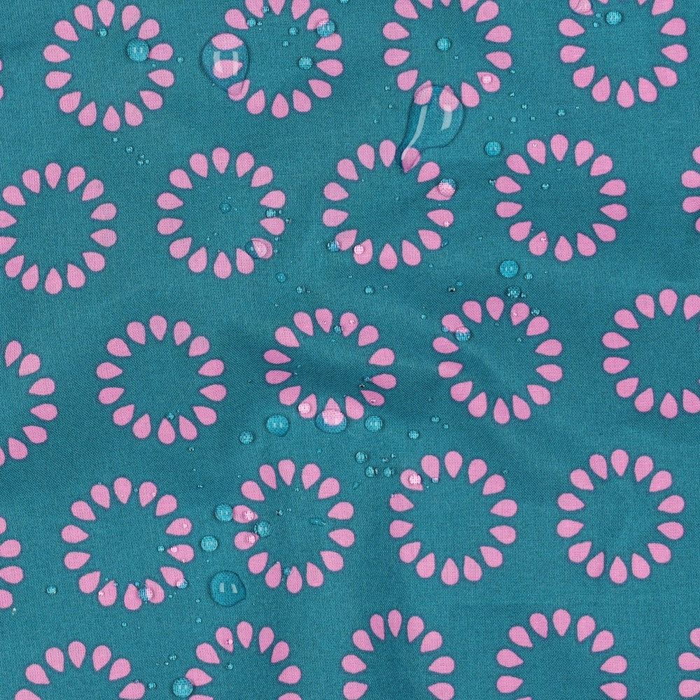 Coton enduit oekotex cercles pétrole POPPY
