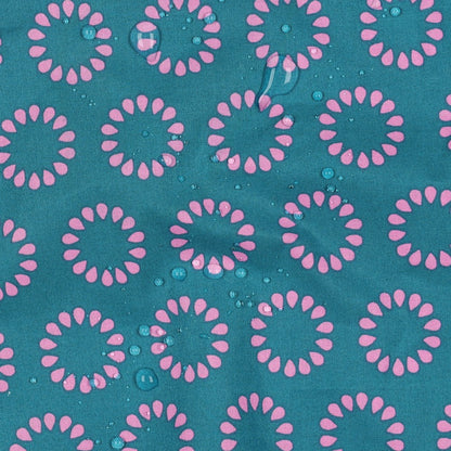 Coton enduit oekotex cercles pétrole POPPY