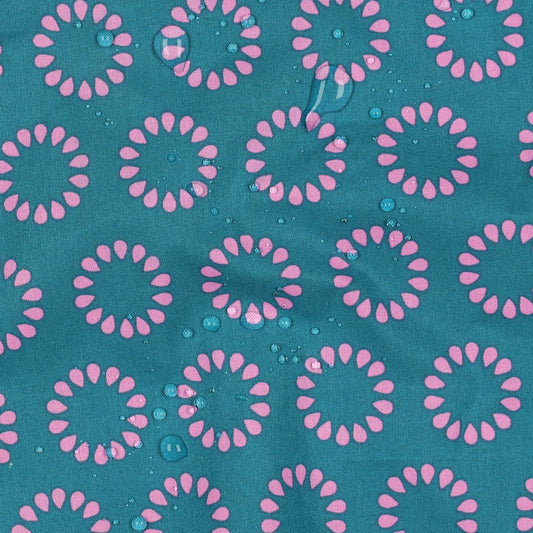 Coton enduit oekotex cercles pétrole POPPY