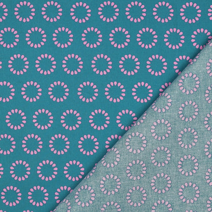 Coton enduit oekotex cercles pétrole POPPY