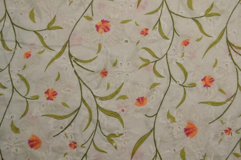 Broderie anglaise 100% coton Oeko-Tex imprimé floral