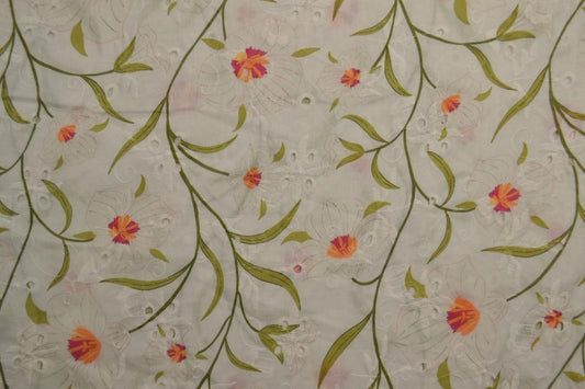 Broderie anglaise 100% coton Oeko-Tex imprimé floral