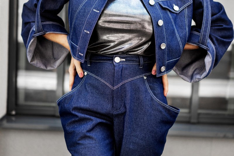Viscose Denim Look Shine - Bleu denim