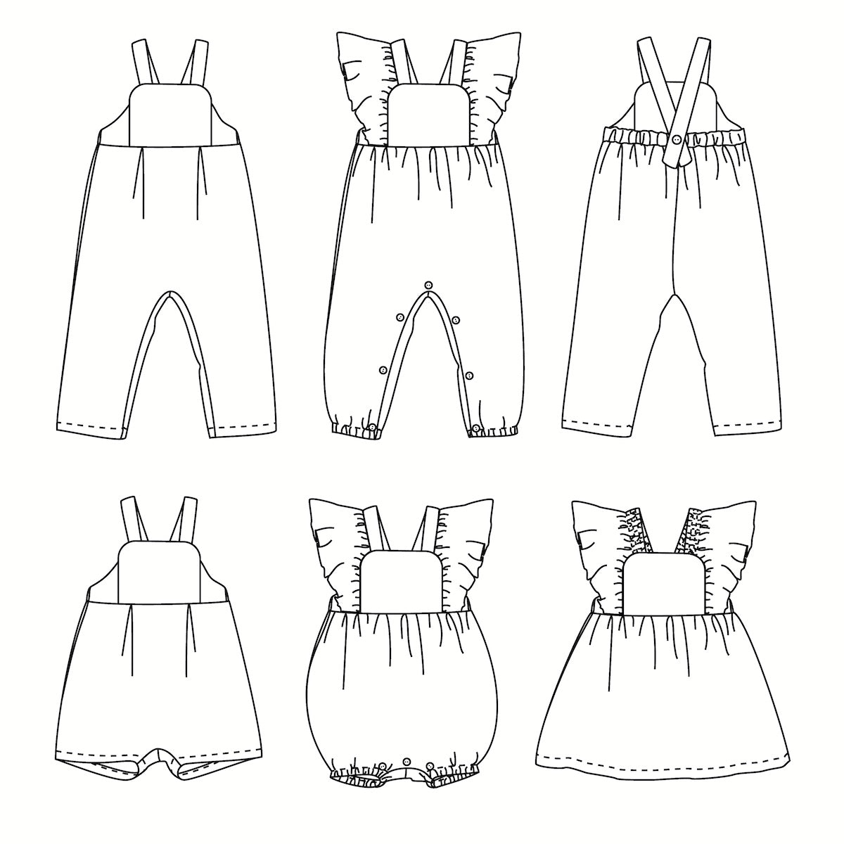FARO Patron combinaison, barboteuse et robe bébé — IKATEE