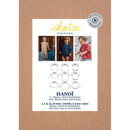 HANOÏ Patron pochette blouse, robe et barboteuse bébé — IKATEE