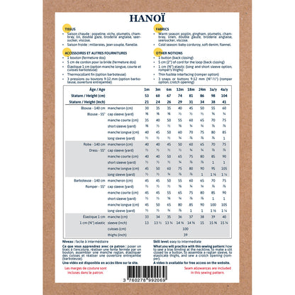 HANOÏ Patron pochette blouse, robe et barboteuse bébé — IKATEE