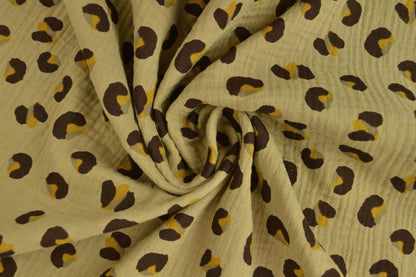 Double gaze Muslin Print 08-69 – motif léopard beige brun