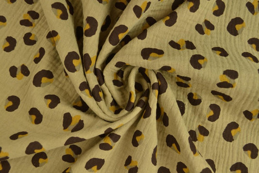 Double gaze Muslin Print 08-69 – motif léopard beige brun