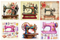 Panneau 6 motifs 37x37cm MACHINES A COUDRE 61593
