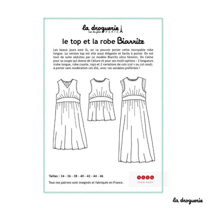 LA DROGUERIE - Patron couture du top et de la robe femme "Biarritz"