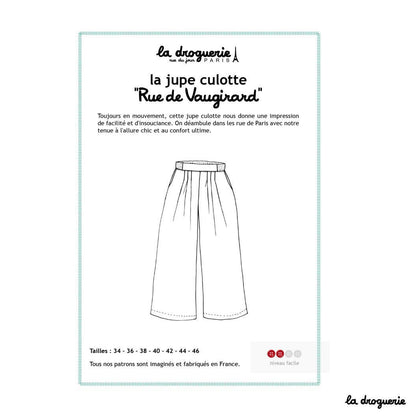 Patron couture de la jupe culotte "Rue de Vaugirard"