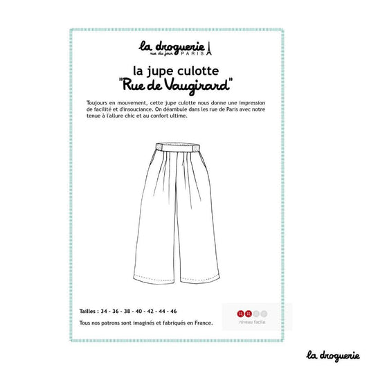 Patron couture de la jupe culotte "Rue de Vaugirard"
