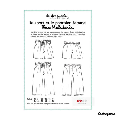 Patron couture du short femme "Place Malesherbes"