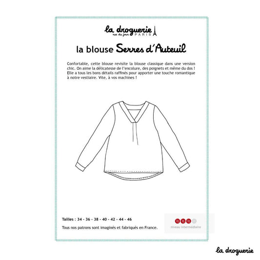Patron couture de la blouse "Serres d'Auteuil"