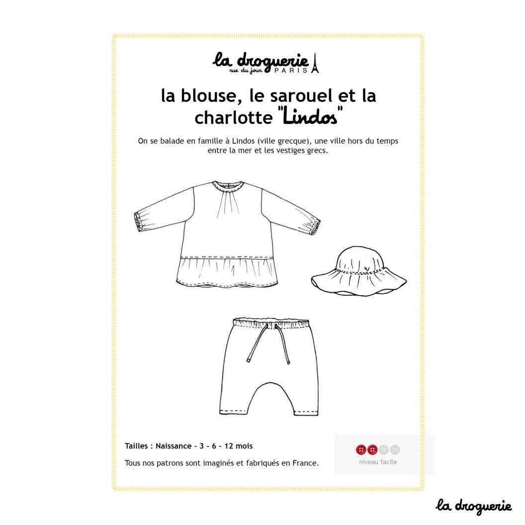 Patron couture de la blouse et du sarouel "Lindos"