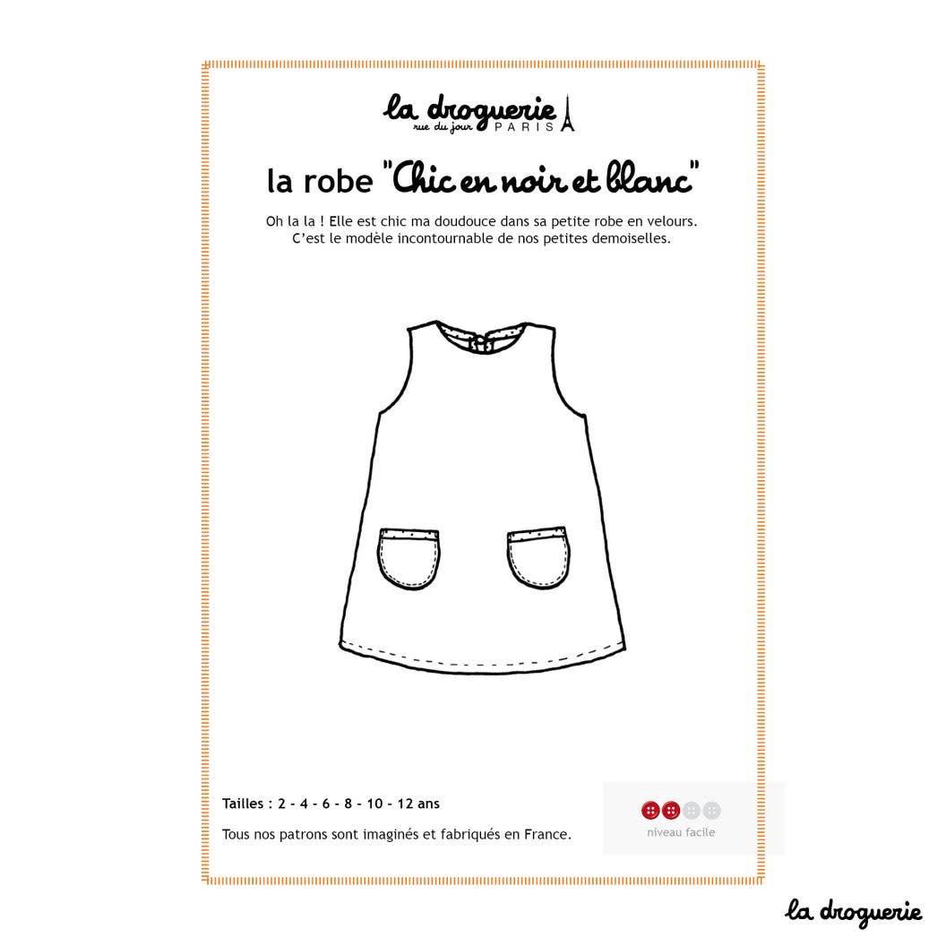 Patron couture de la robe "Chic en noir et blanc"