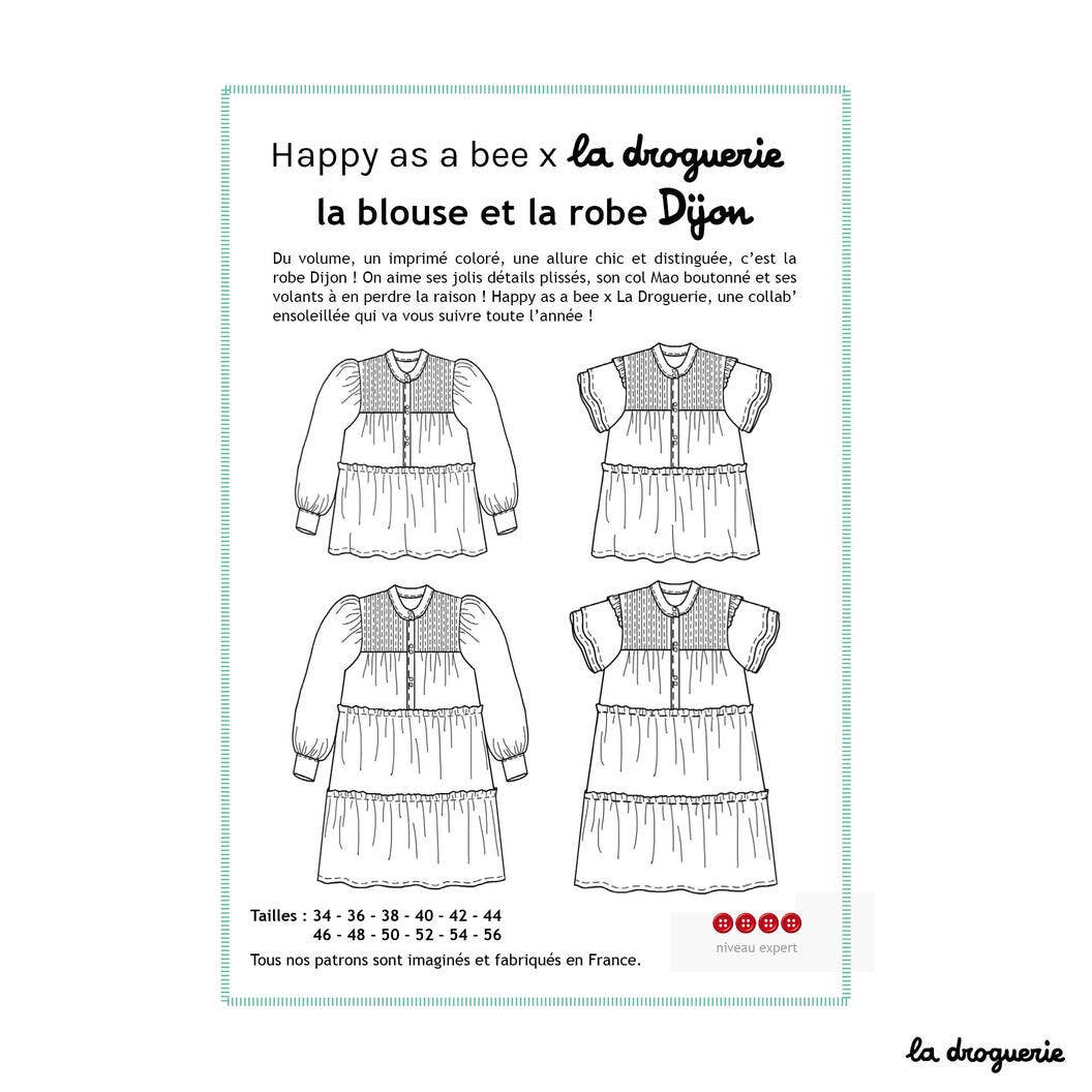 LA DROGUERIE - Patron couture de la blouse et robe Dijon – Happy as a bee