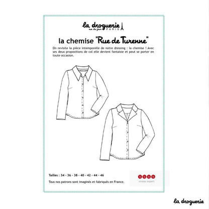 LA DROGUERIE - Patron couture de la chemise femme "Rue de Turenne"