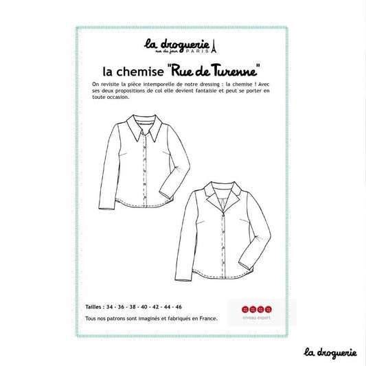 LA DROGUERIE - Patron couture de la chemise femme "Rue de Turenne"
