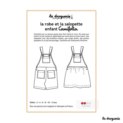 Patron couture de la robe et salopette short enfan Camifolia