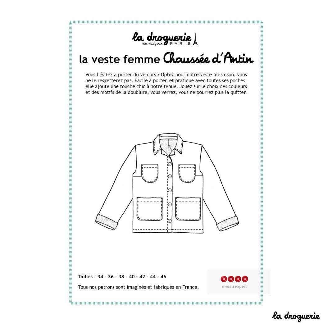 LA DROGUERIE - Patron couture de la veste femme "Chaussée d'Antin"