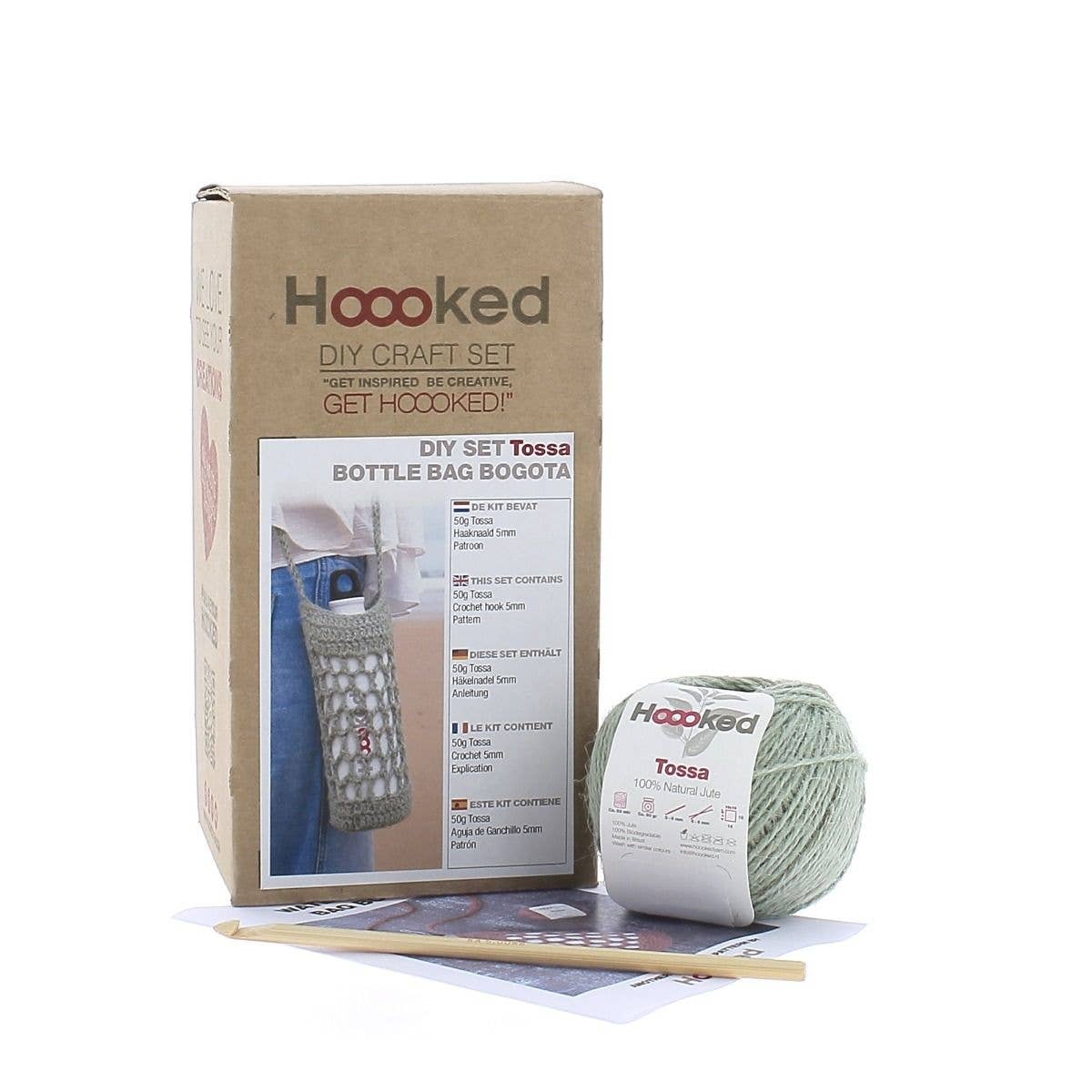 Hoooked - Kit de crochet DIY : Sac pour bouteille d’eau Bogota Serenity Mint