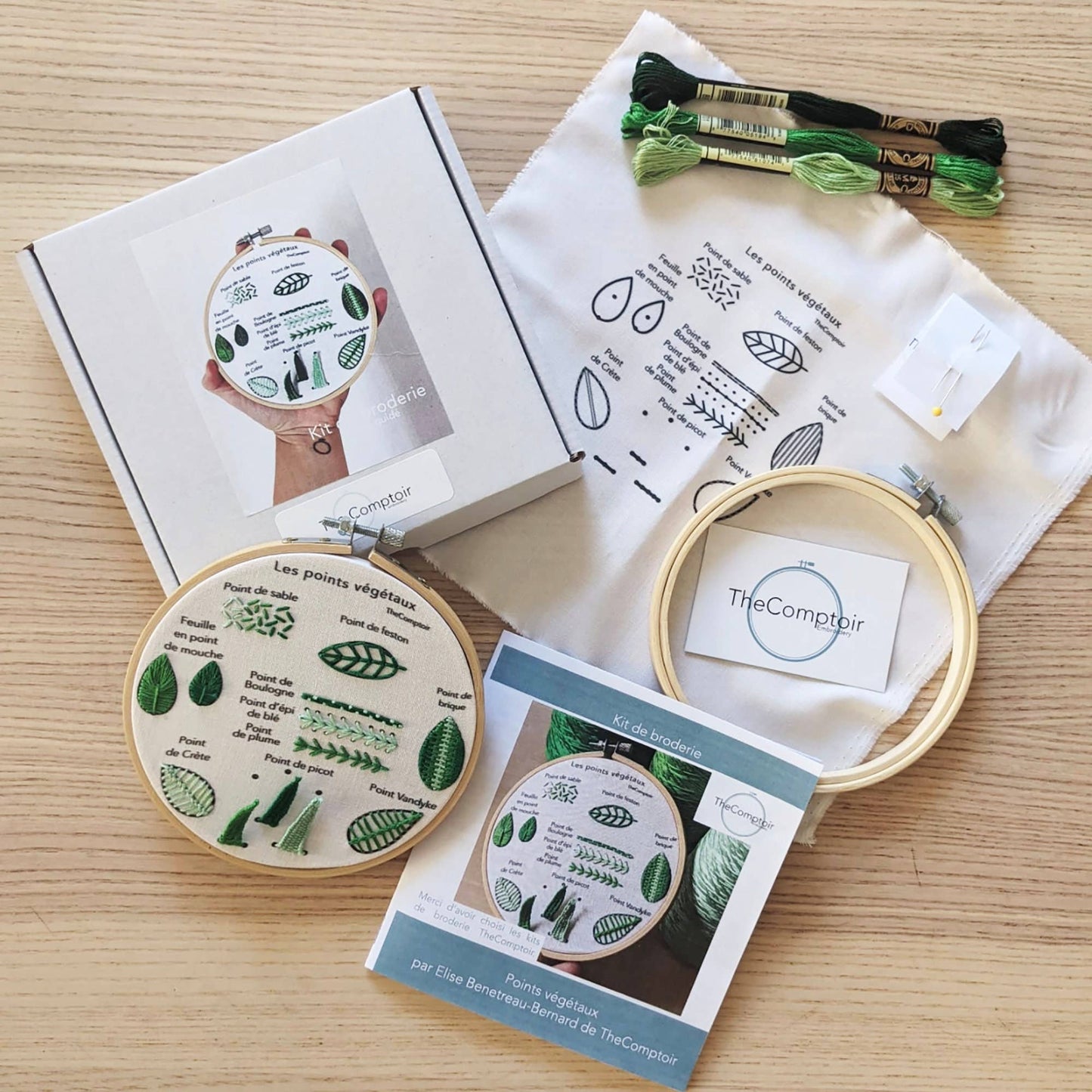 Kit d'apprentissage de broderie des points végétaux