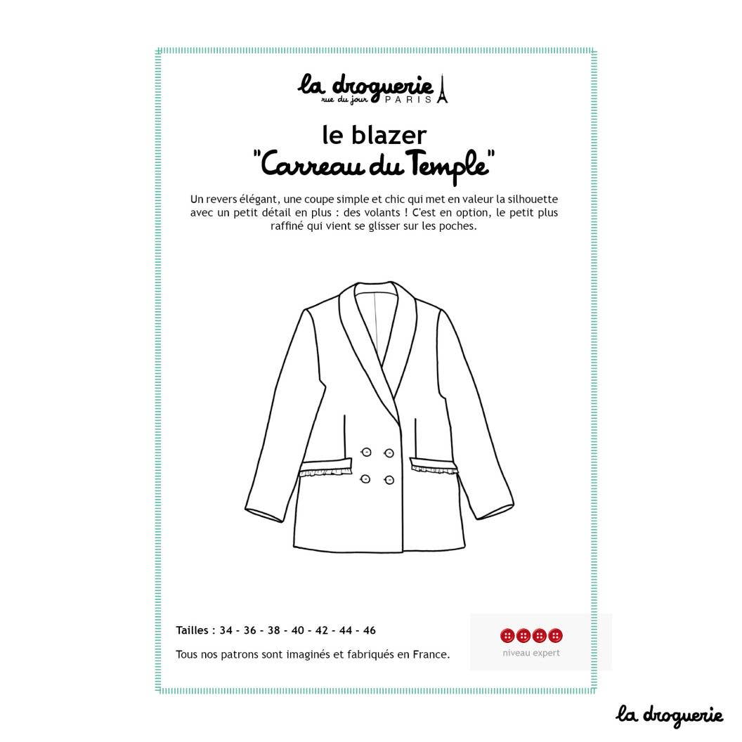 LA DROGUERIE - Patron couture du blazer femme "Carreau du Temple"