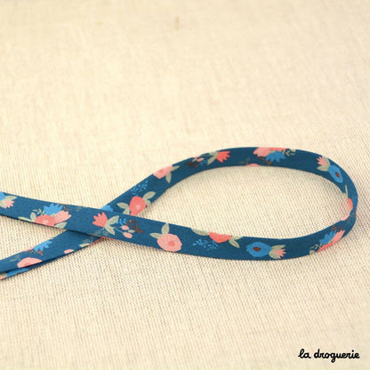 LA DROGUERIE - Biais Petit cottage - Bleu nuit - largeur pliée 10 mm