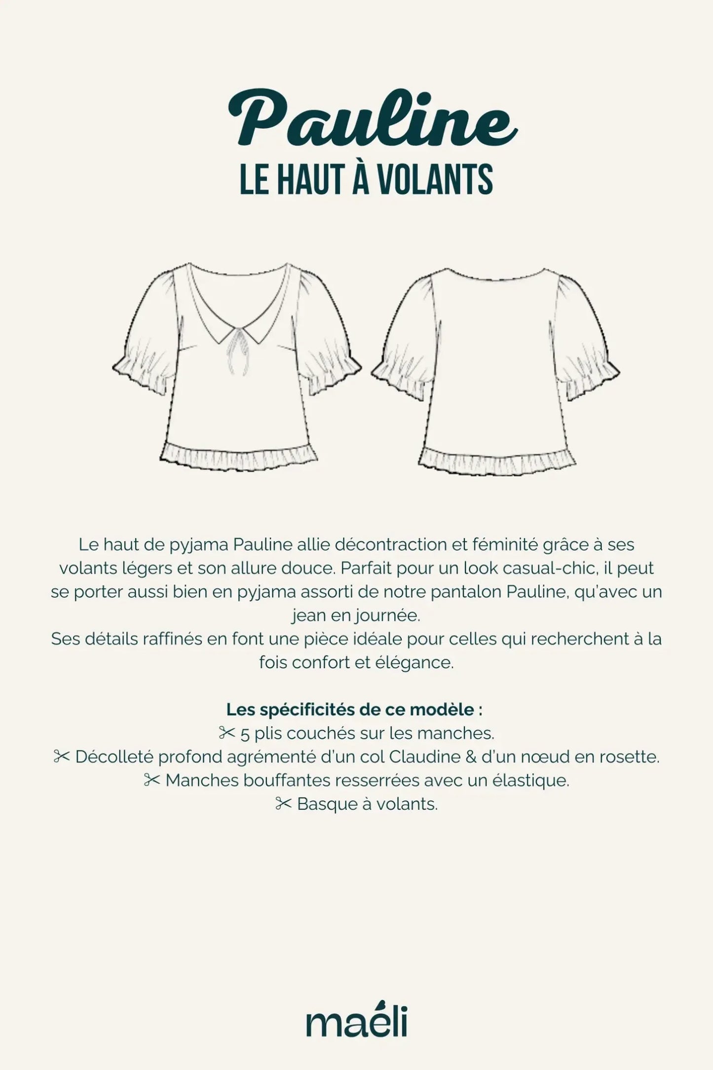 Patron Maëli Paris — Pauline (haut à volants)