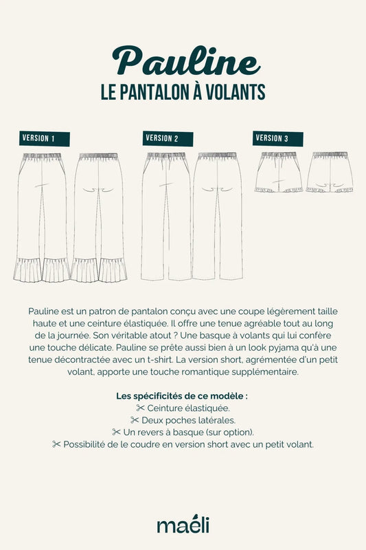 Patron Maëli Paris — Pauline (pantalon à volants)
