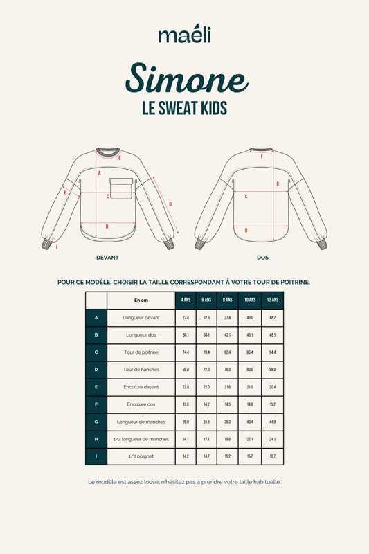 Patron Maëli Paris — Simone Kids (sweat enfant)