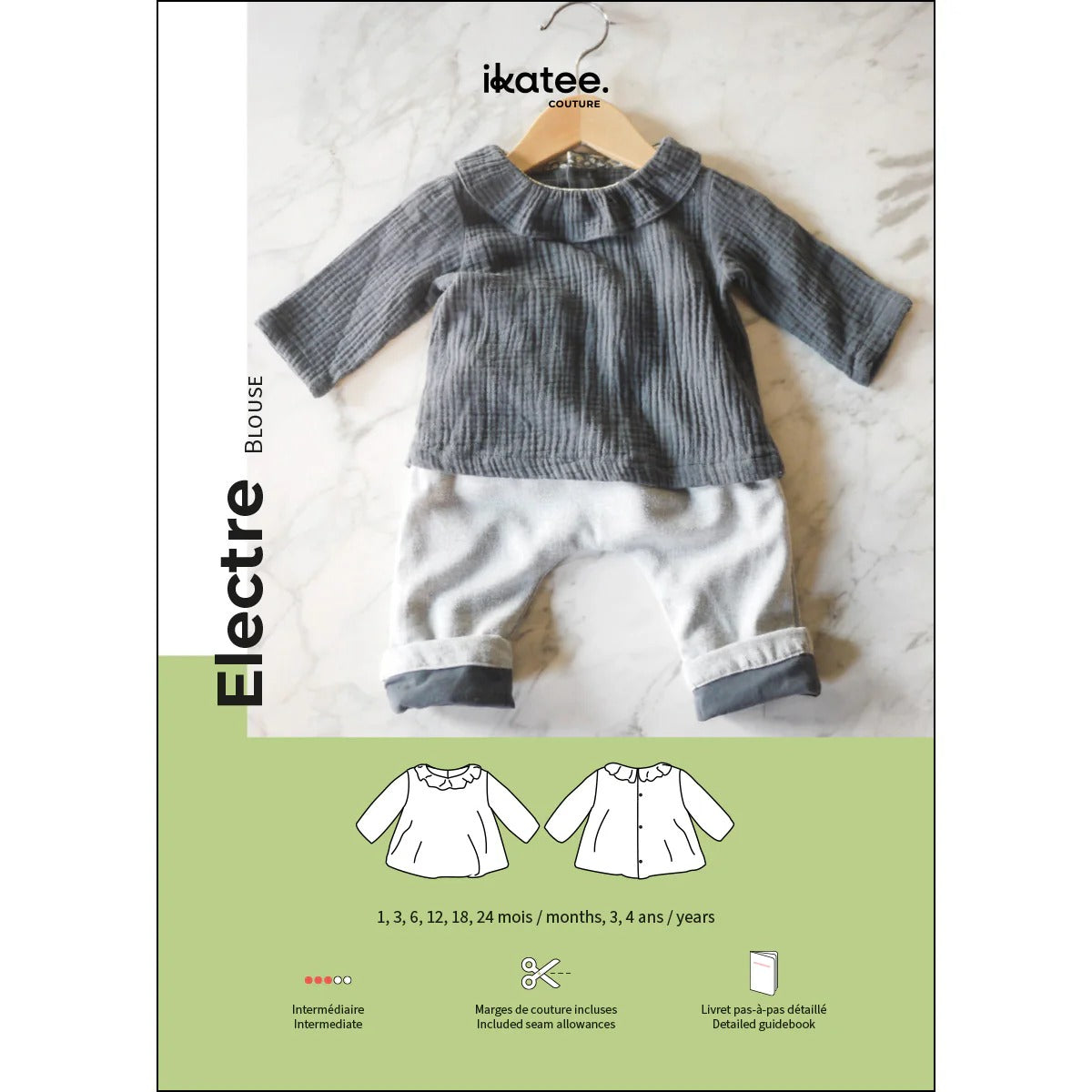 ELECTRE Blouse à col volanté Naissance 1M-4A