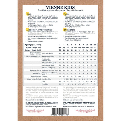 VIENNE KIDS Gilet sans manche 3-12 ans