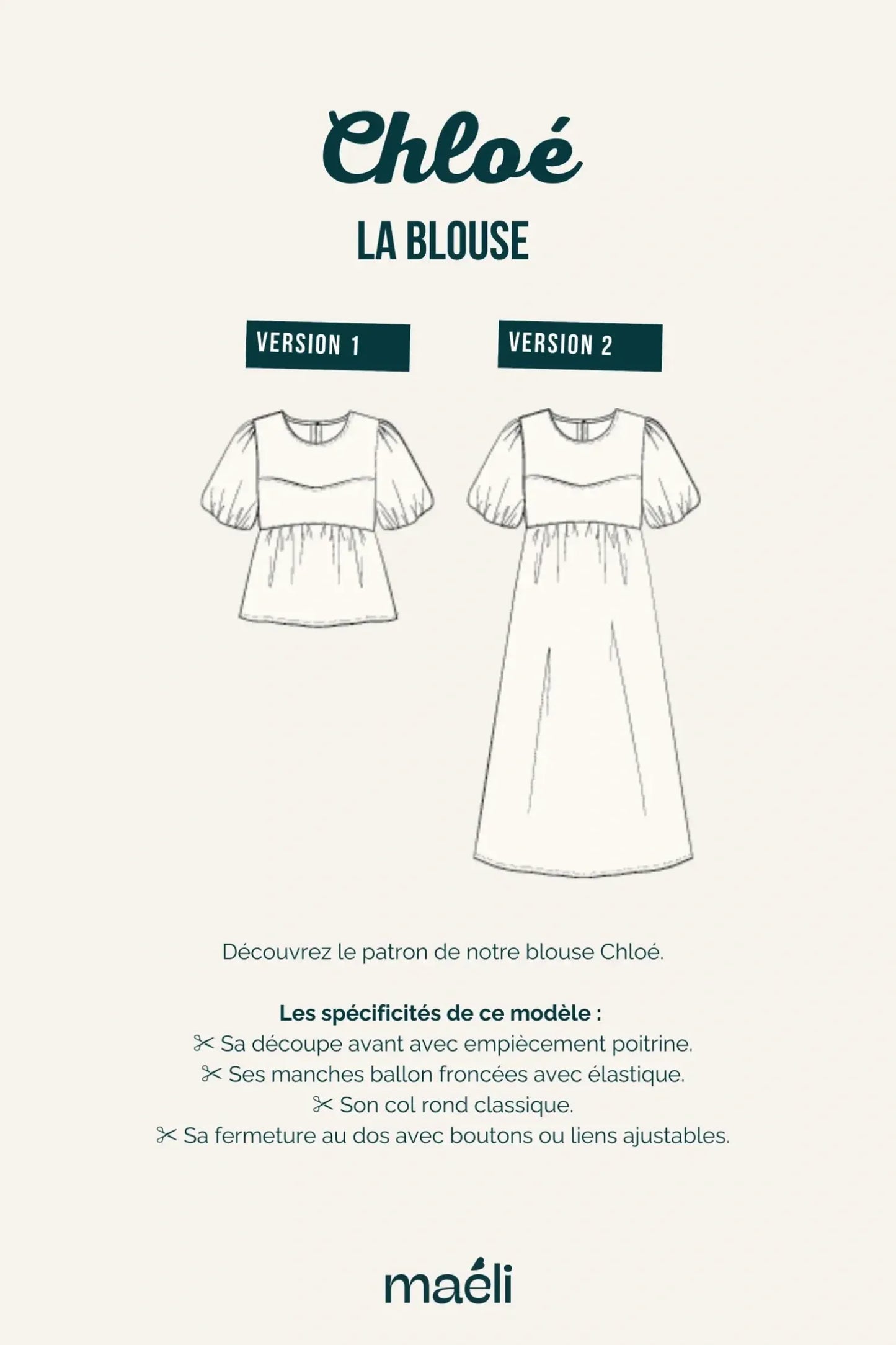 Patron Maëli Paris — Chloé (blouse et robe)