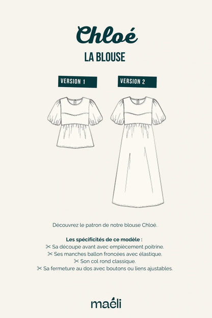 Patron Maëli Paris — Chloé (blouse et robe)