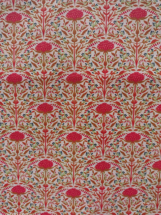 Batiste de coton imprimée Art Nouveau rouge bordeaux doré