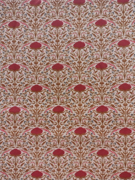 Batiste de coton imprimée Art Nouveau rose fuchsia terracotta